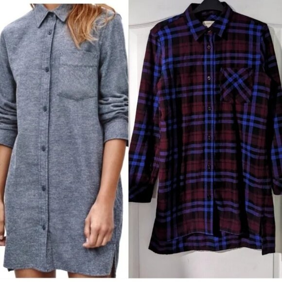 Aritzia Golden by TNA | Plaid button down shirt dress - Picture 1 of 9